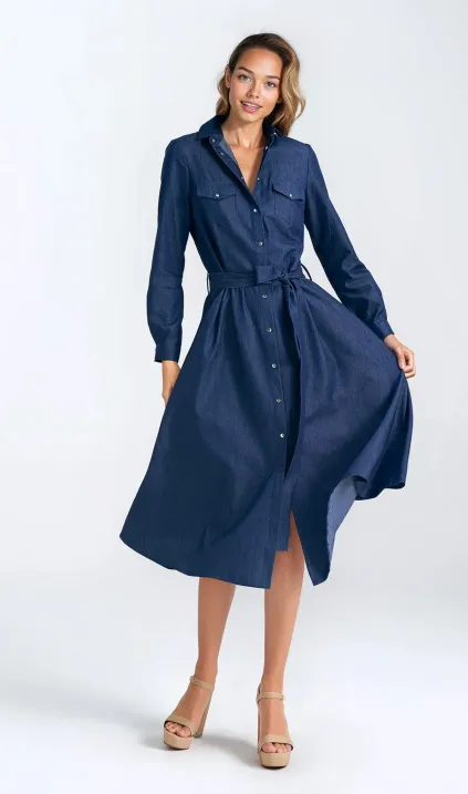Sukienka jeansowa, zapinana na napy - denim