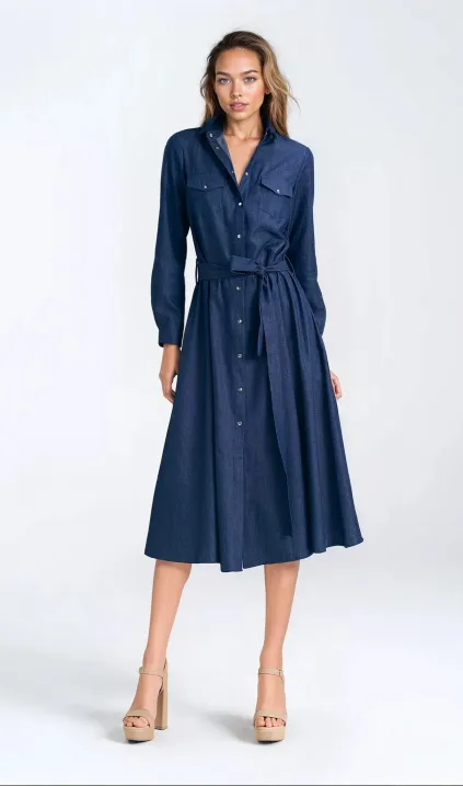 Sukienka jeansowa, zapinana na napy - denim 
