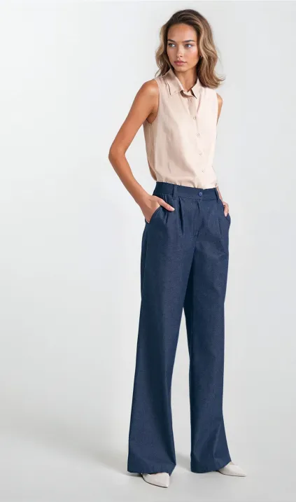 Spodnie jeansowe, wide leg - denim
