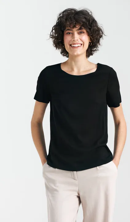 Bluzka basic z krótkim rękawem - czarny