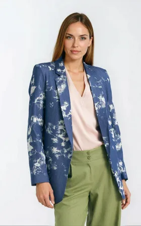 Jacket- denim with a marbled pattern