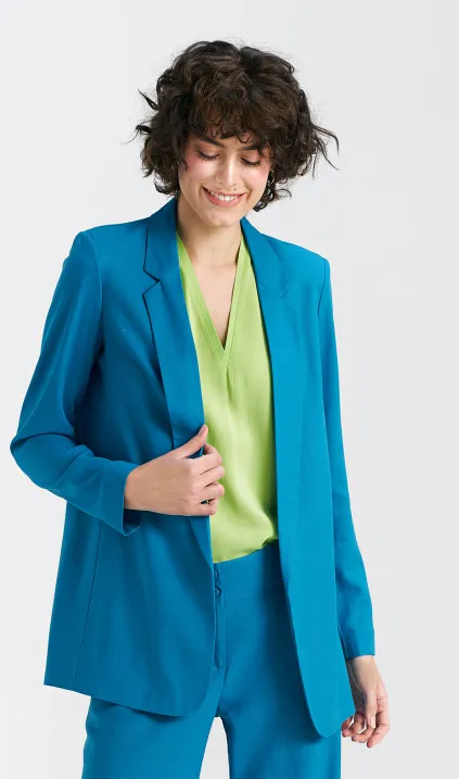 Longer, linen jacket- blue