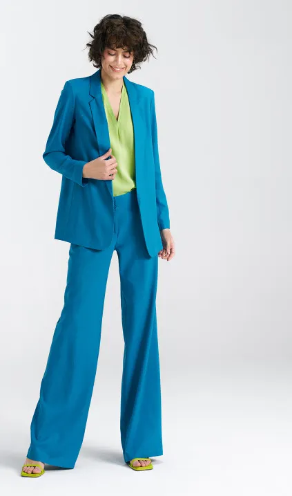 Marynarka lniana, dłuższa - niebieski