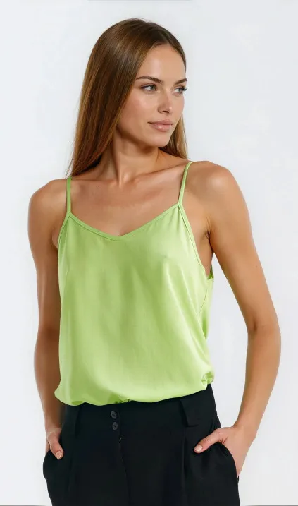 Basic blouse on thin straps- lime
