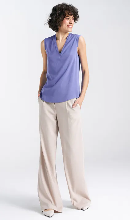 Bluzka bez rękawów, z dekoltem V - fioletowy