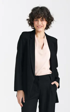 Longer, linen jacket- black