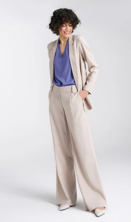 Marynarka lniana, dłuższa - beż