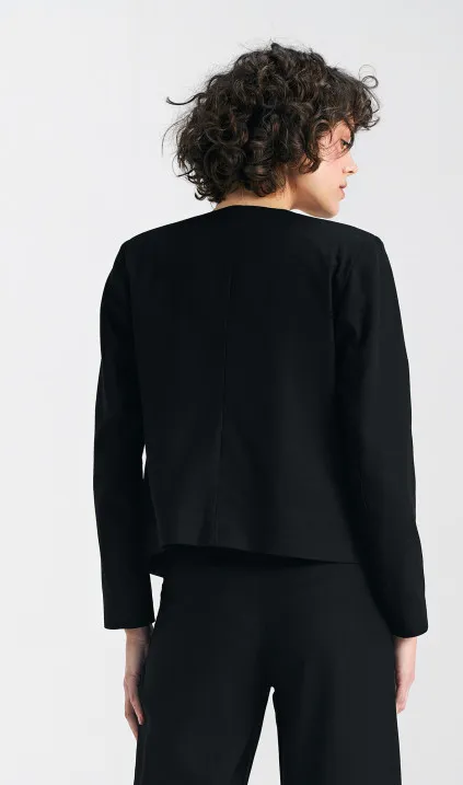 Żakiet typu chanel, lniany - czarny