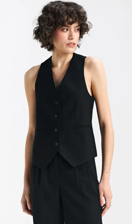 Classic vest, linen- black
