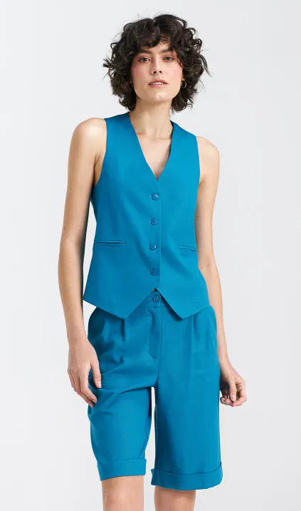 Classic vest, linen- blue