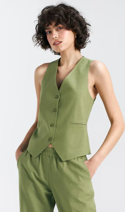 Classic vest, linen- green/pistachio