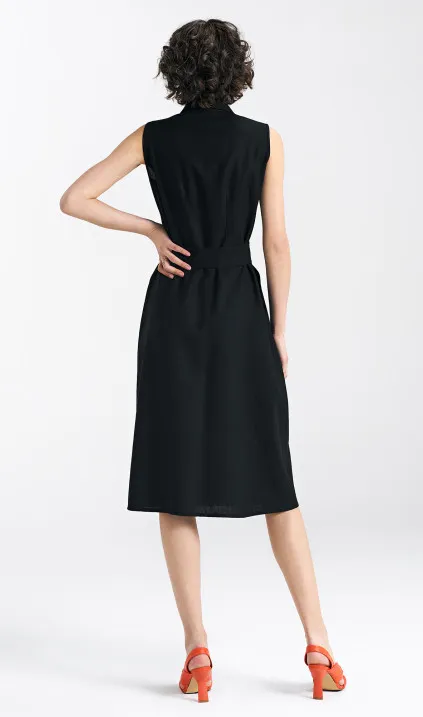 Sukienka bez rękawów, zapinana na napy - czarny 