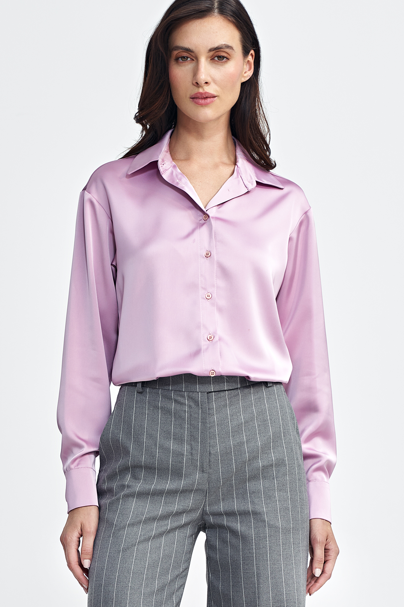 Satynowa koszula body - róż