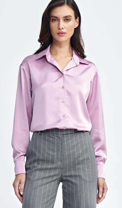 Satynowa koszula body - róż