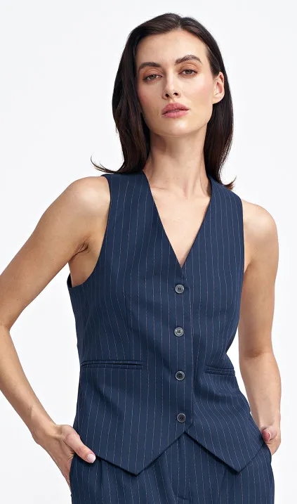Classic striped vest - navy blue