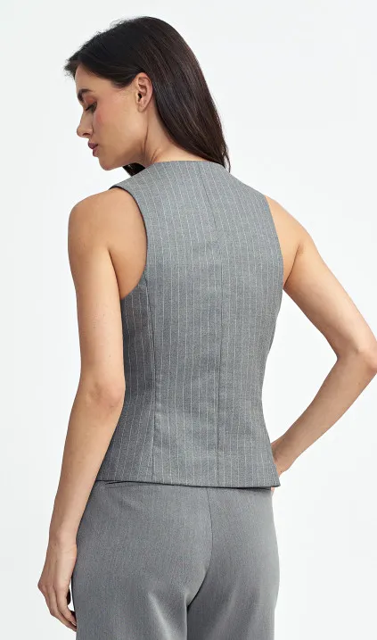 Kamizelka klasyczna, prążek - szary