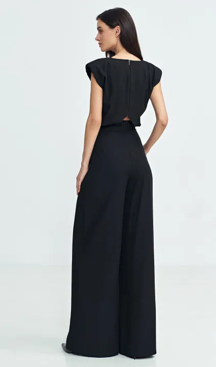 Kombinezon z nogawkami palazzo - czarny