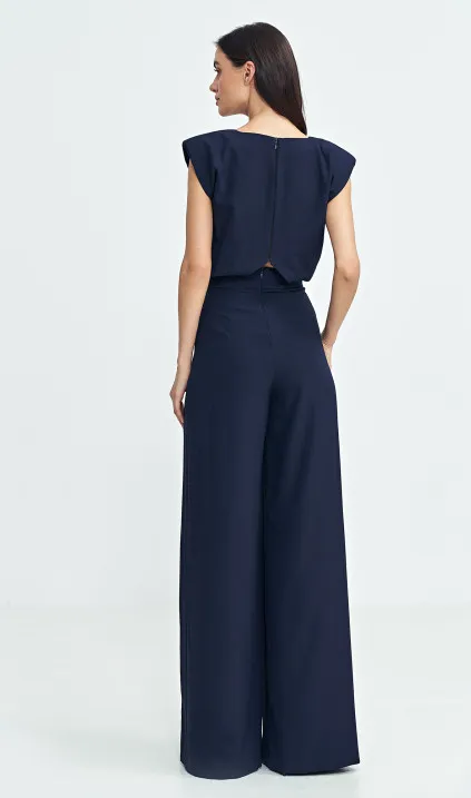 Kombinezon z nogawkami palazzo - granat