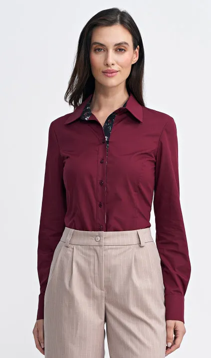 Koszula z wstawkami - bordo