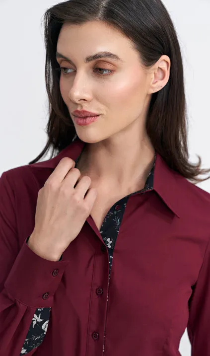 Koszula z wstawkami - bordo