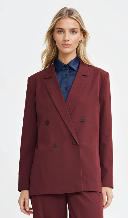 Oversize, double-breasted jacket - claret