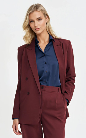 Marynarka oversize, dwurzędowa - bordo