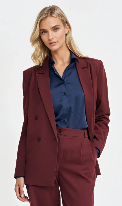 Marynarka oversize, dwurzędowa - bordo