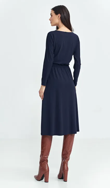 Sukienka z gumką w pasie - granat