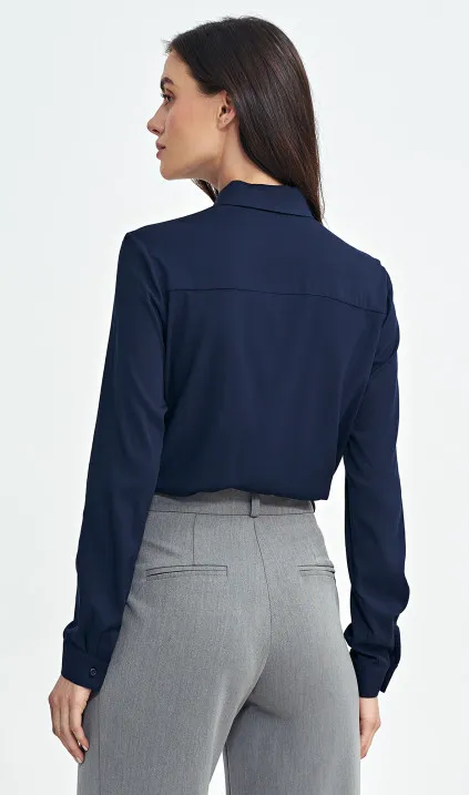 Bluzka klasyczna z kołnierzykiem - granat