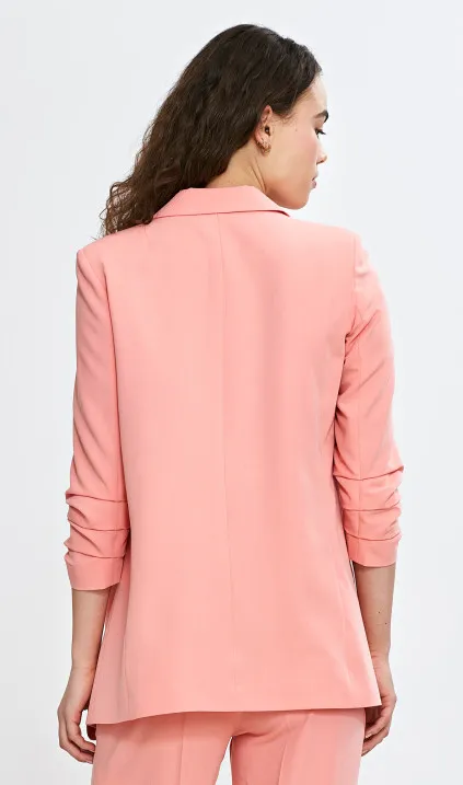 Marynarka z rękawem 3/4 z zakładkami - łososiowy