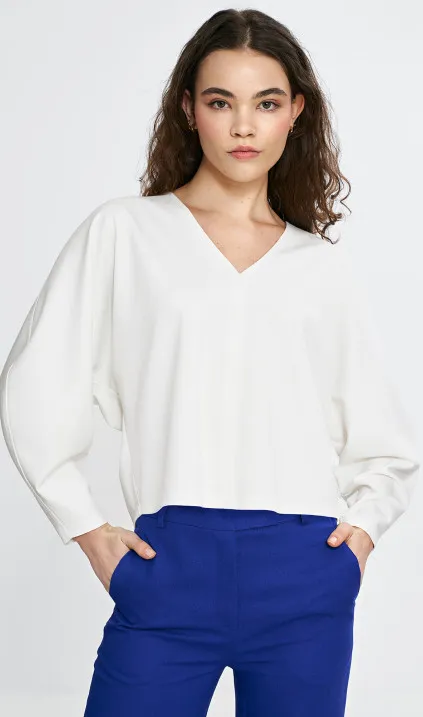 Oversize blouse with balloon sleeves - ecru