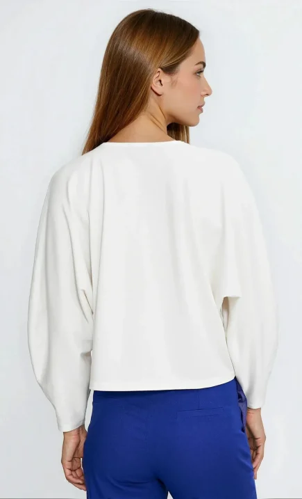 Bluzka oversize z balonowymi rękawami - ecru
