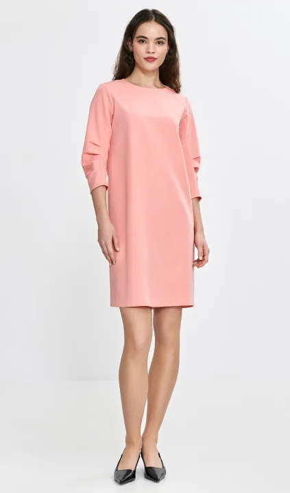 Dress with pleats on the sleeves - salmon