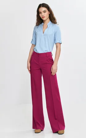 Spodnie wide leg z kantem - fuksja