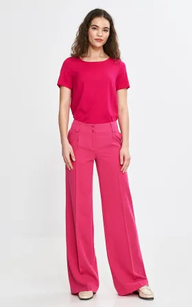 Wide-leg trousers with a crease - pink