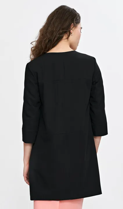 Dłuższa marynarka z przeszyciami, z rękawem 3/4 - czarny