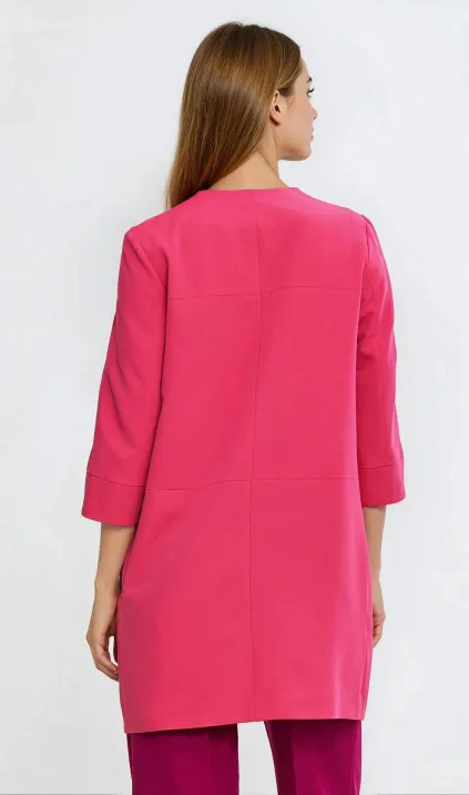 Dłuższa marynarka z przeszyciami, z rękawem 3/4 - róż