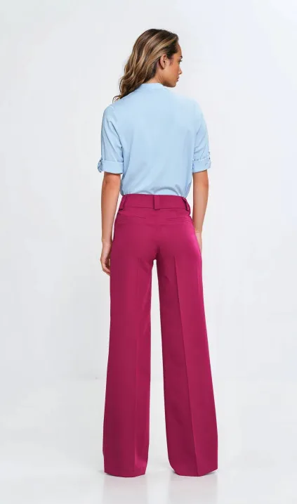 Bluzka z podwijanym rękawem - błękit