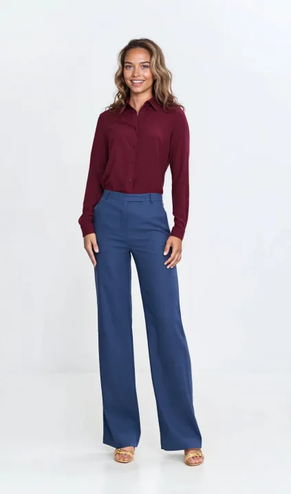 Klasyczna koszula z wiskozy - bordo