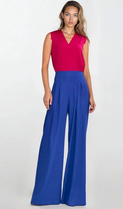 Bluzka bez rękawów, z dekoltem V - fuksja