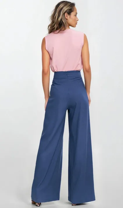 Bluzka bez rękawów, z dekoltem V - róż