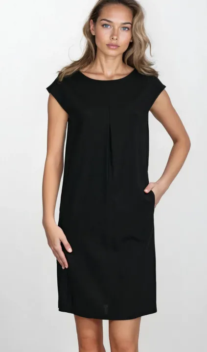 Luźna sukienka z rayonu - czarny