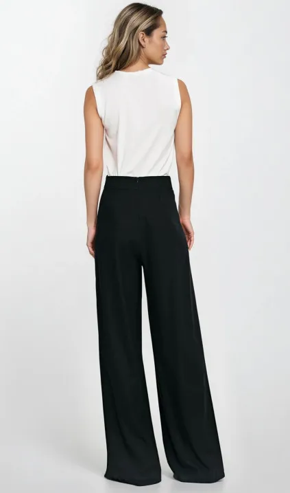 Spodnie palazzo z rayonu - czarny