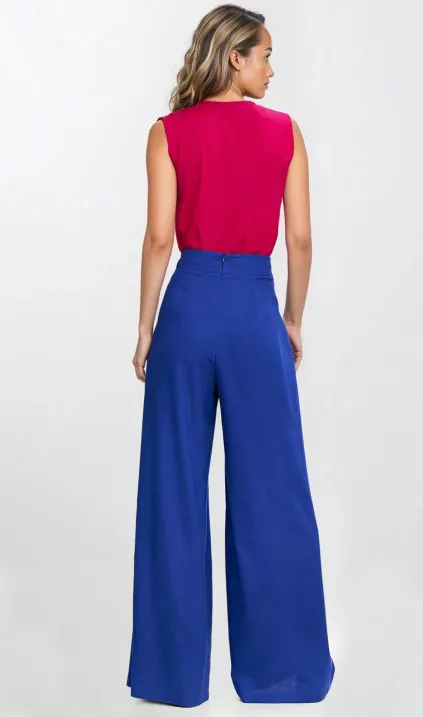 Spodnie palazzo z rayonu - indygo