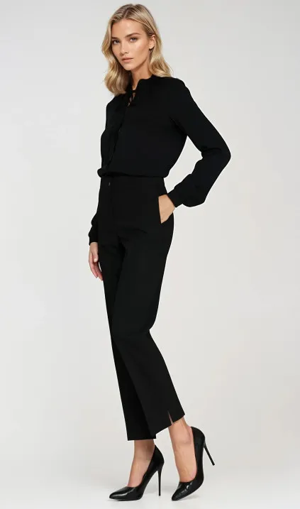 Bluzka z wiązaniem pod szyją - czarny