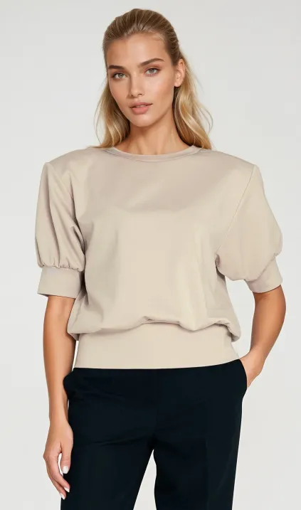 Bluza z krótkim rękawem - beż