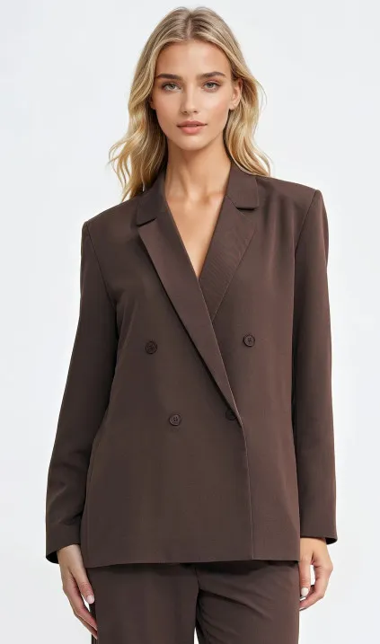 Oversize, double-breasted jacket - brown
