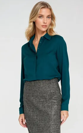 Blouse with hidden placket - emerald