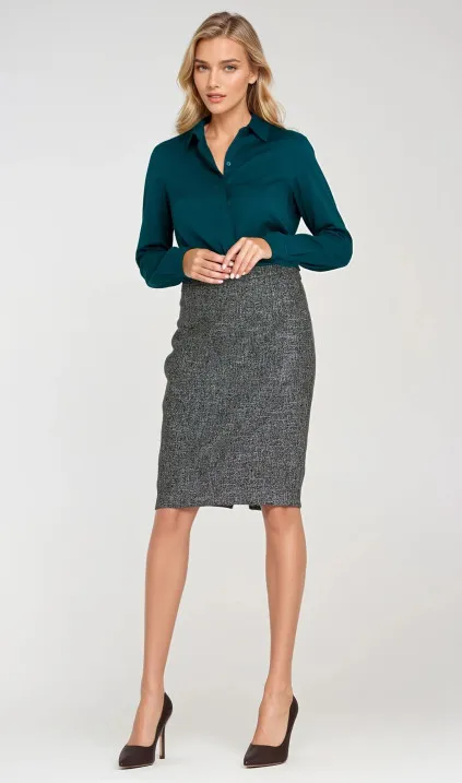 Bluzka z krytą plisą - szmaragd