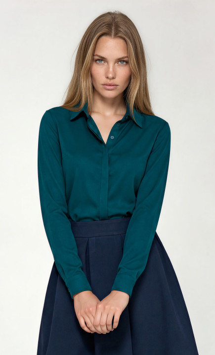 Blouse with hidden placket - emerald